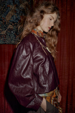 FAUX LEATHER PUFF-BALL BOMBER JACKET - Zara фото 3