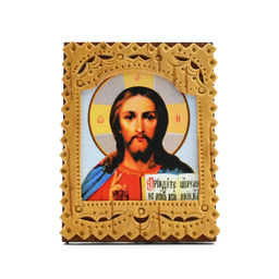 Икона из бересты "Иисус Христос" 50*65*5мм. Радуга камня
