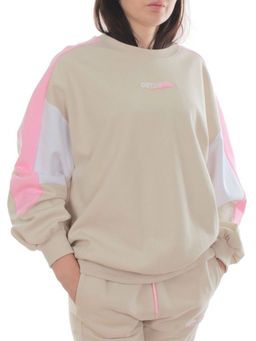 3160/3161 BEIGE/PINK Костюм спортивный женский (95% хлопок, 5% эластан)