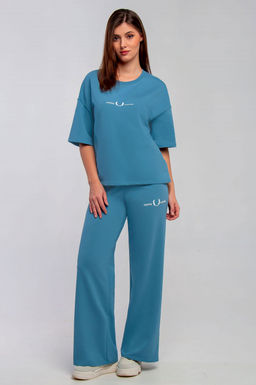 Арт. 2364 Костюм с брюками женский 44-50 (4 шт) Цвет:верх-голубой,низ-голубой