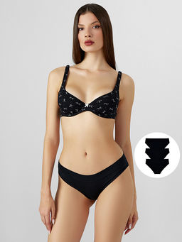 Трусы женские в наборе черные, 3 шт