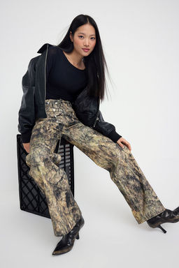 Teen Cok Renkli Desenli Yuksek Bel Wide Leg Jeans TWOAW26JE00152 - Trendyolmilla фото 2