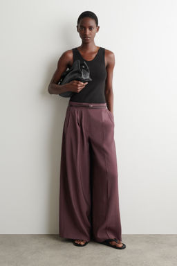 PANTAL?N WIDE LEG DE MODAL PINZAS