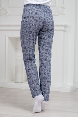 Брюки женские домашние из кулирки Барокко лен цветы полярная ночь - Амадэль фото 6