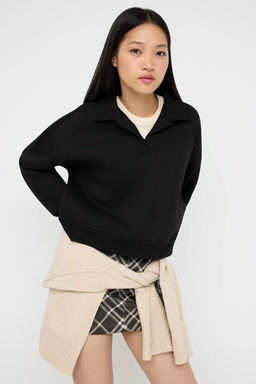 Teen Siyah Duz Regular/Normal Kal?p Orme Sweatshirt TWOAW26SW00049