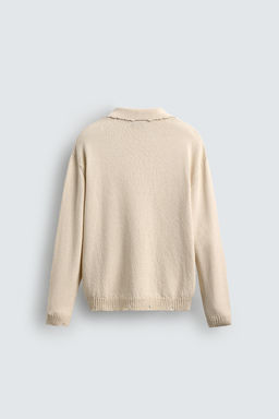 KNITTED RIPPED-EFFECT POLO SHIRT