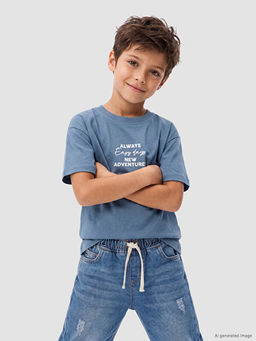 Slogan Bask?l? Erkek ?ocuk Ti??rt
