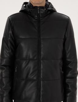 Siyah Kap__onlu Suni Deri Ceket - Pierre cardin фото 7