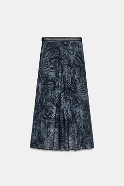 PRINTED MIDI SKIRT WITH BELT - Zara фото 6