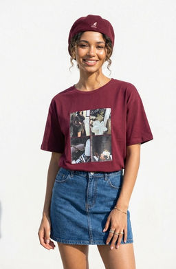 K13398 Футболка OVER SIZE БУРГУНДИ