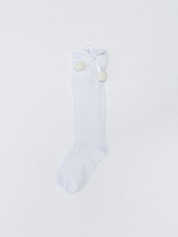 Kendinden Desenli K?z ?ocuk Diz Alt? ?orap