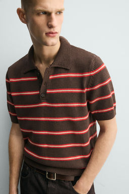 POLO PUNTO JACQUARD RAYAS / Marr?n - Zara фото 14