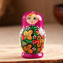 Матрёшка дерево «Божья коровка», фиолетовый платок, 5 кукольная, 9-11 см