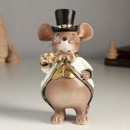 Фигурка полистоун «Мышонок в цилиндре и белом фраке», 8×8×16.5 см
