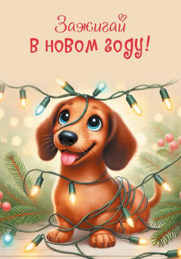 Скетчбук Зажигай в новом году! Такса, 14х20 см, плотность 100 гр