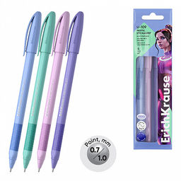 Цена за 50 шт. Ручка шариковая ErichKrause U-109 Stick&Grip Pastel 0.7, Ultra Glide Technology, цвет чернил синий (в коробке по 50 шт.)