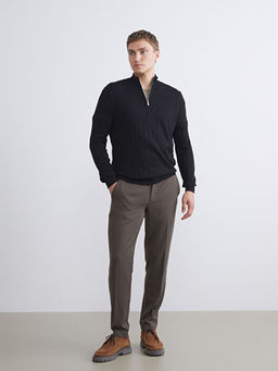 Fermuarl? Dik Yaka Erkek Triko Kazak