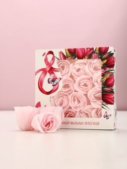 Мыло твёрдое лепестковое С 8 марта, 16 шт., нежно-розовое, Чистое счастье