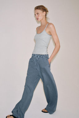 PANTAL?N WIDE LEG RAYAS ZW COLLECTION / Azul - Zara фото 3