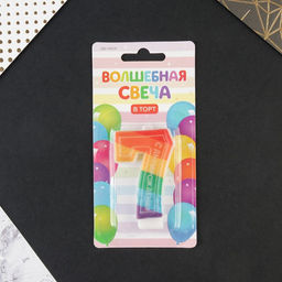 Свеча в торт цифра с цветным нанесением 7 С Днем рождения