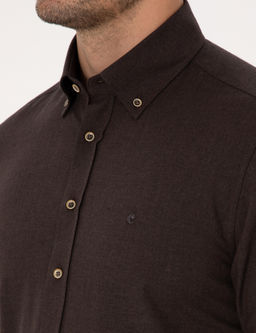 Koyu Kahverengi Slim Fit %100 Pamuk Yakas_ D__meli Flanel G_mlek - Cacharel фото 7