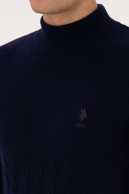 Erkek Slim Fit Yar_m Bal_k__ Yaka Lacivert Kazak - U.s. polo assn фото 7
