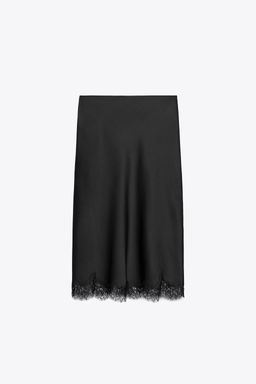 ZW COLLECTION SATIN LACE SKIRT - Zara фото 5