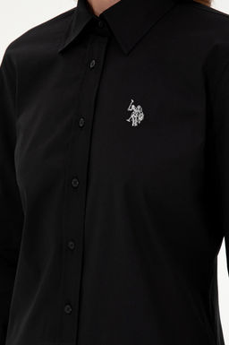 Женская черная базовая рубашка с длинным рукавом - U.s. polo assn фото 14