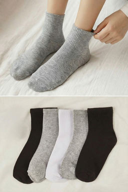 Siyah 5li Paket Pamuklu Orme Corap TWOSS21CO0015