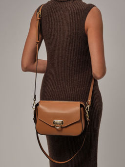 Сумка кожаная через плечо Azaro 3684 коричневый лист