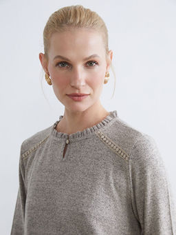 F?rf?rl? Bisiklet Yaka Nak??l? Bluz