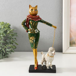 Фигурка полистоун «Мадмуазель Кошка выгуливает пуделя», 13.5×7.5×24.5 см