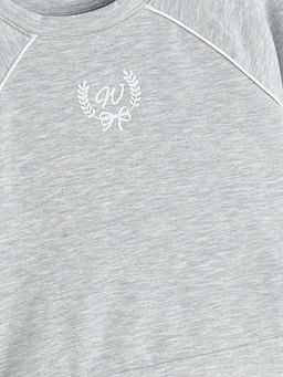 Bisiklet Yaka Bask?l? K?z ?ocuk Sweatshirt