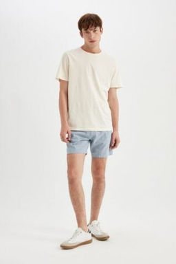 Regular Fit Keten Bermuda Sort