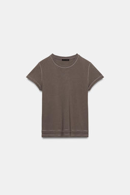 DOUBLE EFFECT SHORT SLEEVE T-SHIRT - Zara фото 7