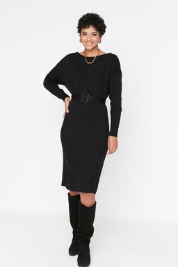 TRENDYOLMILLA Antrasit Mini Triko Kemerli Elbise TWOAW23EL00444  фото 20