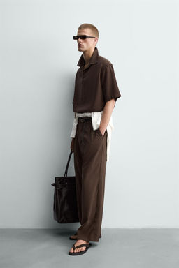 CAMISA POLO FLUIDO RELAXED FIT / Negro - Zara фото 4