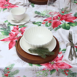 Скатерть Доляна Рождественский букет 110*145 см, 100% п/э  фото 4