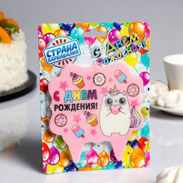 Свеча для торта С Днём Рождения, котёнок единорожка, 8 см - Страна карнавалия фото 4