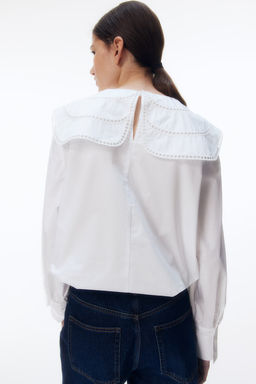 Blusa de algodon con ribetes de encaje - H&m фото 4