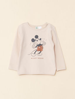 Bisiklet Yaka Uzun Kollu Mickey Mouse Bask?l? Organik Pamuklu Erkek Bebek Sweatshirt ve Pantolon 2li Tak?m - Waikiki фото 2