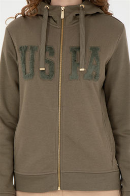 Женский базовый свитшот цвета хаки Неожиданная скидка в корзине - U.s. polo assn фото 6