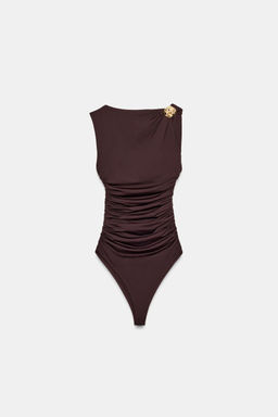 POLYAMIDE BODYSUIT WITH METALLIC DETAIL - Zara фото 3