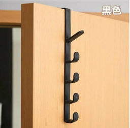 Крючки на дверь для ванной, кухни : 5 крючков на планке, цвет черный