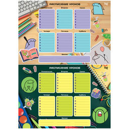 Цена за 2 шт. Расписание уроков с расписанием звонков А3 "Пиши-стирай. Все успеть" (367883, "BG")