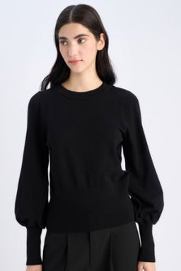 Regular Fit Bisiklet Yaka Basic Duz Triko Kazak