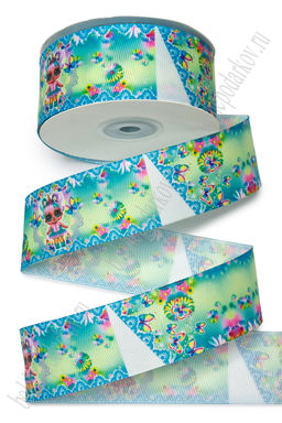 Лента репсовая 4 см*25 ярд с рисунком "Куколка" SF-7480