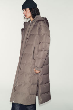 LONG WATER-REPELLENT AND WINDPROOF DOWN PUFFER JACKET WITH HOODIE - Zara фото 3