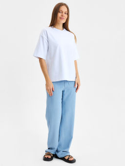 Футболка женская MINAKU: Casual Collection, белая, размер 42