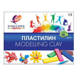 Пластилин ЛУЧ КЛАССИКА 18 цветов 360 г, со стеком